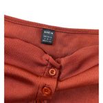 SheIn  Rust Orange Long Sleeve Button Up Ribbed Crop Top Size Small Photo 5