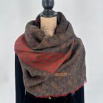 Calvin Klein Vintage Wool  Paisley Square Scarf Red Brown Fringe 53 x 54 Photo 1