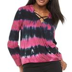 Rock & Republic NEW NWT Criss Cross Surplice Top Berry Magenta Pink Long Sleeve Photo 0