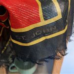 St. John Vintage 80s  Knit Scarf Print Square Red Black Gold Square Photo 0