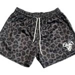Goat Strength Athletic Shorts Womens Size L Dark Cheetah Print 4.5” Inseam Mesh Gray Size L Photo 0