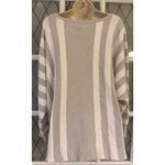 Cyrus  Women's White & Gray Striped Dolman Sleeve Pullover Sweater Plus Size 3X Photo 2