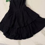 Halara  NWT Backless Tie Back Tiered Ruffle Flowy Mini Dress Women's Medium Black Photo 1