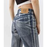 Urban Outfitters BGD High Rise Cowboy Jeans Silver Coated Size 27 Festival Disco Photo 2