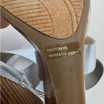 Marc Fisher Heels Womens 7 Silver Cecilia Wedge Sandals Open Toe Shoes Photo 4