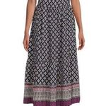 Lounge Beach Lunch  Dress Womens Large CeCe Shoulder Tie Fit Flare Geometric Navy Photo 0