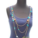 Cache Navy Stretch Cami Tee Top Removable Chain Bead Necklace Lot 2 New $88 NWT Photo 4