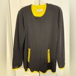 Misook Exclusively  Woman size 2X Black and Yellow Zip-Up knit Jacket Photo 2