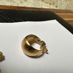 Monet Signed  Matte Gold Tone Hoop Clip-on Clip On Earrings Photo 7