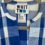 Anthropologie  Whit Two Blue and White Pleated Puff Sleeve Gingham Dress Photo 6