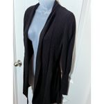 August Silk Black Ribbed Knit Cardigan Sweater Women's Size M Long Sleeve Photo 3