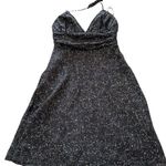 EXPRESS 100% Silk Black Gold White Speckled Empire Halter Sun Dress size 8 Photo 0
