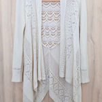 Knox Rose  Womens Crochet Lace Cardigan Size XS Cream Open Front Boho Cottage Photo 0