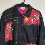 Sandy Starkman Jacket Sz XL Womens Black Embroidered Floral Mirror Embellished Photo 2