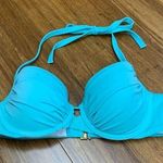 Victoria's Secret  Bikini Size 34B Green Blue Ruched Lightly Lined Underwire Swim Photo 0