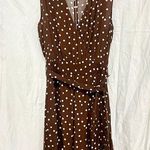 ZARA  Pretty Woman Polka Dot Surplice V-Neck Mini Shift Dress Brown/White Size XS Photo 0