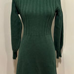 Calvin Klein Women's Sz: S Dark Green Balloon Sleeve Ribbed Sweater Dress. Photo 0