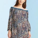 Glam NWOT New  American Made Off-Shoulder Boho Print Dress Bell Sleeves Size S Photo 0