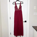 Lulus Size S Red Lace Maxi Dress Make Way For Wonderful Berry Red Lace Photo 9