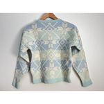 Head VTG Pastel Blue Geometric Knit 100% Wool Sweater M Fair Isle Grandmacore Photo 4