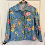Vintage Blue Floral Linen Blend Jacket Photo 0