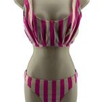 Figleaves Pink/White Striped Corsica Underwire Crop Bikini Top 34E Pink Size undefined Photo 0