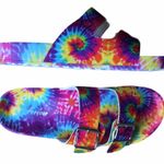 Boutique NWT Rainbow Tie Dye Strap Sandals Slides Photo 1