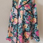 VTG Kathryn Floral Button Down Satin(?) PJ Nightshirt Long Sleeve Top Wo… Size M Photo 2