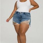 Good American NWT  Bombshell Cutoff Denim Shorts 18, BLUE646 Photo 0