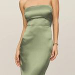 Reformation Green Silk Strapless Dress Photo 0