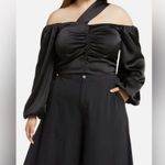 11 Honoré 11 Honoré NWT | Amel Long Sleeve Black Off-Shoulder Satin Blouse | 24 Photo 6