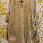 Beige Embellished Women's oversized shirt one size Tan Size L Photo 0