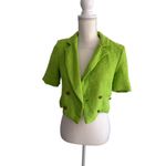 INDEFEIR Lime Green Boucle Crop Blazer Jacket Size XS Photo 6
