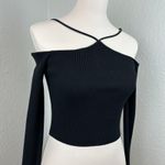ZARA Women's Crop Off Shoulderr Ribbed Halter Top Black Size Small Photo 1