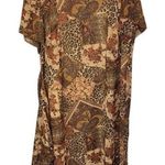 Studio‎ C Plus Size Dress 22W Brown Beige Animal Paisley Print Short Sleeve Photo 0
