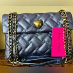 Betsey Johnson  Xomaze Metallic Blue Quilted Shoulder Bag Chain Strap NWT Photo 2