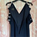 Alex Evenings  Embellished Ladder Sleeve Draped Knot Front Gown Navy Blue Size 6P Photo 11