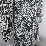 Sergio Hudson Black White Animal Print Strong Shoulder Trench Coat Jacket 3X Photo 6