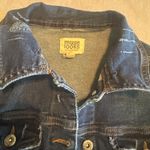 Muse Looks Denim Jean Jacket womens XS dark wash trucker distressed Blue Photo 2
