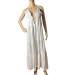 SNDYS Indigo Dress Womans XL White Maxi Plunging Neckline Summer Flowy NEW Photo 2