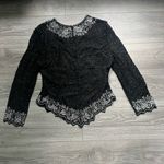 Laurence Kazar Vintage Black Silver All Over Beaded Long Sleeve Top Glam Party Photo 1