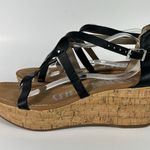 Sam & Libby Black Silver Studded Cork Platform Wedge Buckle Ankle Sandals 8.5 Photo 3