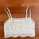 Coquette Dainty Cream Lace Trim Mini Floral Rosette Bow Cami Tank White Photo 4