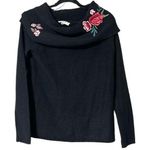 Cloud Chaser  size medium pullover off the shoulder black embroidered sweater NWT Photo 0