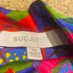 Sugar Lips  Silky Blouse Long Balloon Sleeve Twist Collar Keyhole Opening Bold XS Photo 4