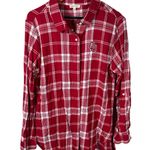 UG Apparel OU Sooners Women’s Plaid Flannel Shirt Red White Size Large Photo 1