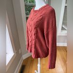 American Eagle  Burnt Orange Chenille Crewneck Cableneck Sweater Size Medium Photo 2