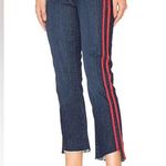 EUC Mother Women's Jeans with Red Stripe. Size 24 “the looker ankle fray” style Blue Photo 10