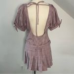 Free People  Plaid Puff Sleeve Belted Mini‎ Dress L | Preppy Soft Aesthetic Photo 3