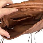 Dream Control Vegan Leather Floral Embroidered Shoulder Crossbody Bag Fringe EUC Brown Photo 7